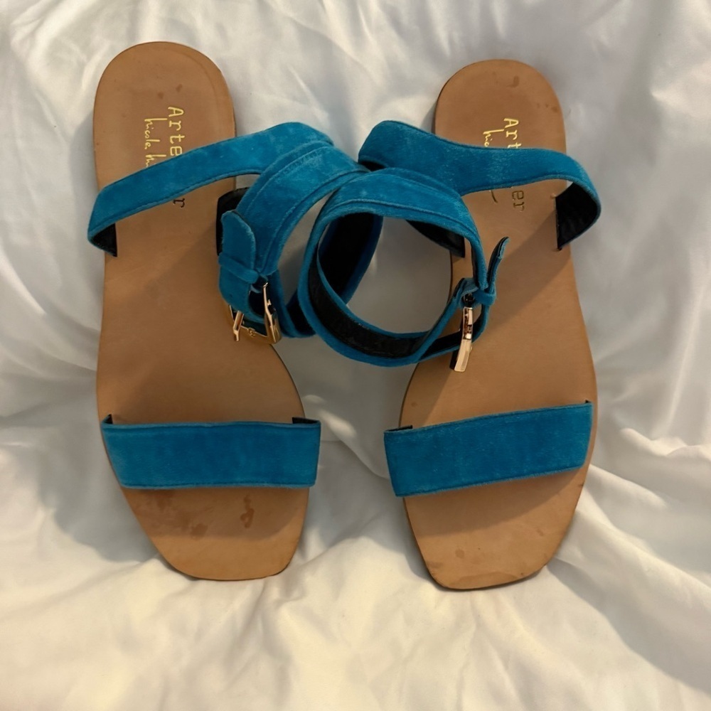 EUC Nicole Miller Atelier Suede Ankle Strap Sandals